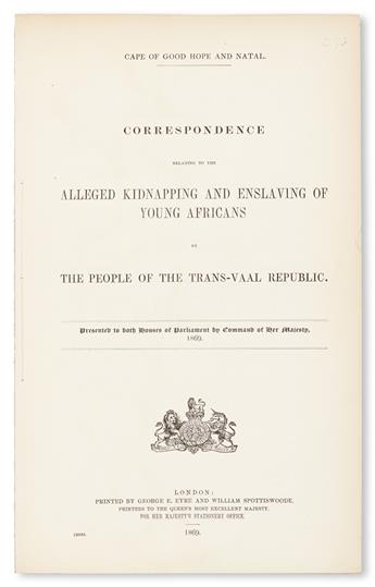 (SLAVERY AND ABOLITION.) BRITISH PARLIAMENTARY PAPER. Correspondence Relating to the Alleged Kidnapping and Enslaving of Young Africans